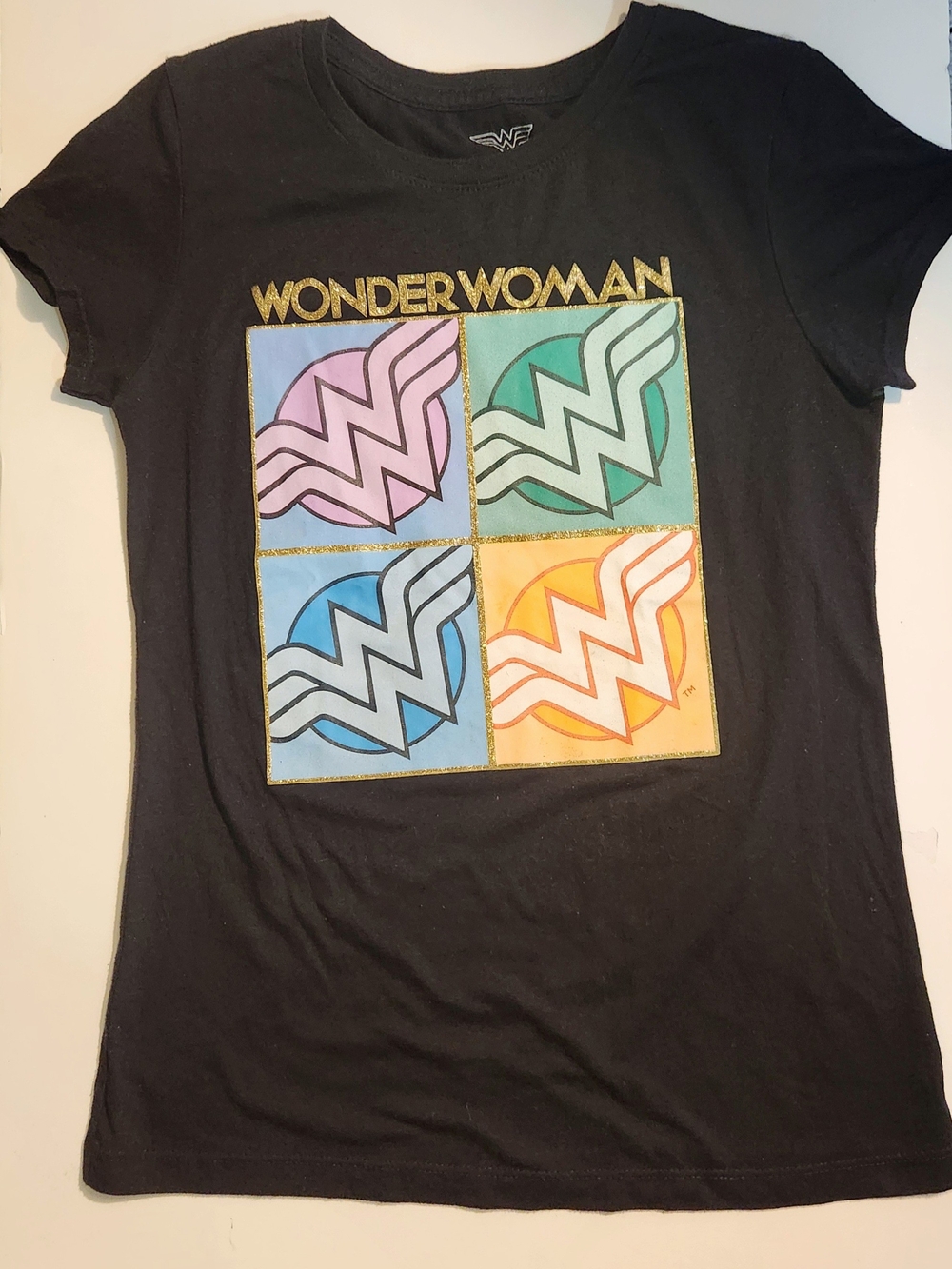 🩷 DC Black "Wonder Woman" Girl's T-Shirt Size: XL 14/16